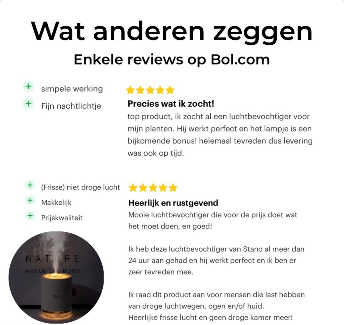 Signity® Luchtbevochtiger 500ML - Nachtlampje