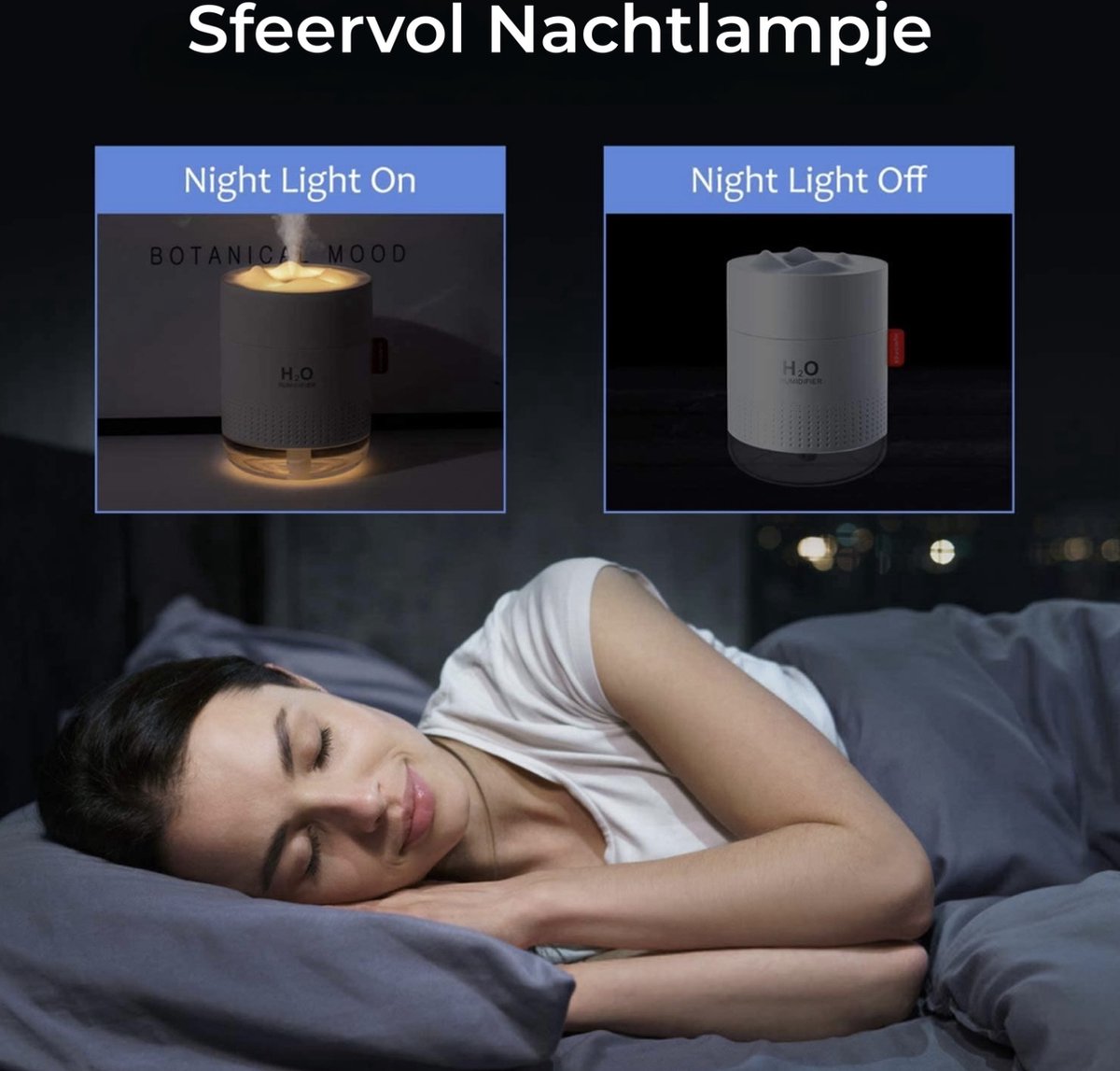Signity® Luchtbevochtiger 500ML Wit - Nachtlampje