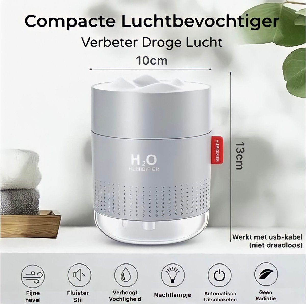 Signity® Luchtbevochtiger 500ML - Nachtlampje